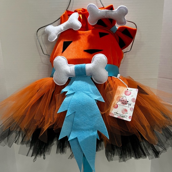 FLINSTONE KIDS ORANGE AND BLACK KIDS COSTUME WITH HEADBAND - Picture 6 of 7